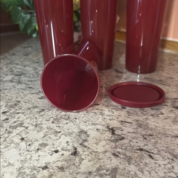 Set of 4 Burgundy Storage Canisters - Picture 3 of 4